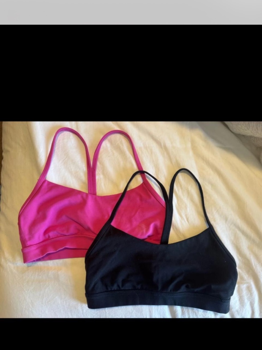 lululemon athletica Pink and Black Strappy Sports Bra Duo